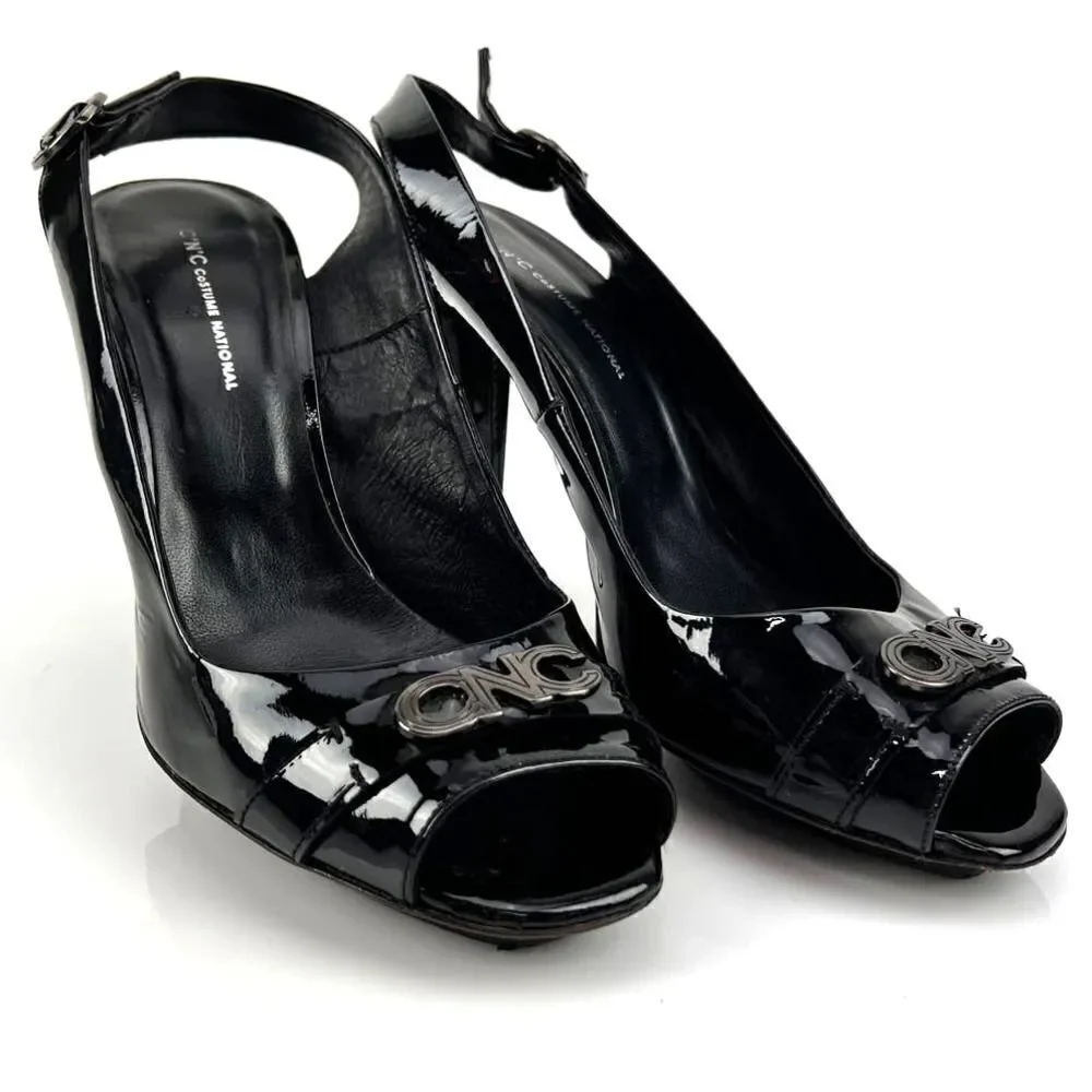 Pre-Loved C.N.C Costume National Women Black Heels Open Toe Sandals EU 39